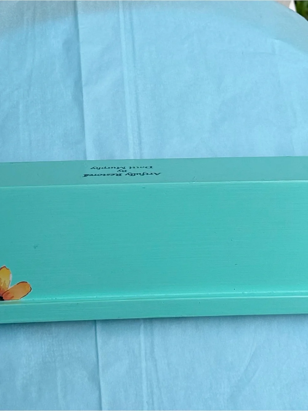 Hand-Painted Floral Turquoise Wall Molding Shelf